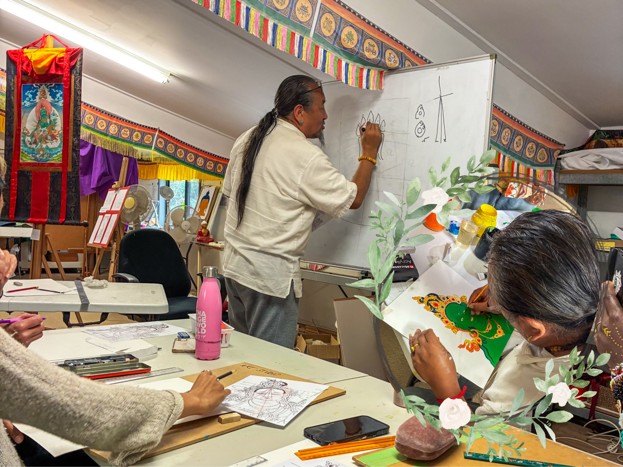 Brushstrokes of Compassion: My Tara Thangka Painting Journey at Chenrezig