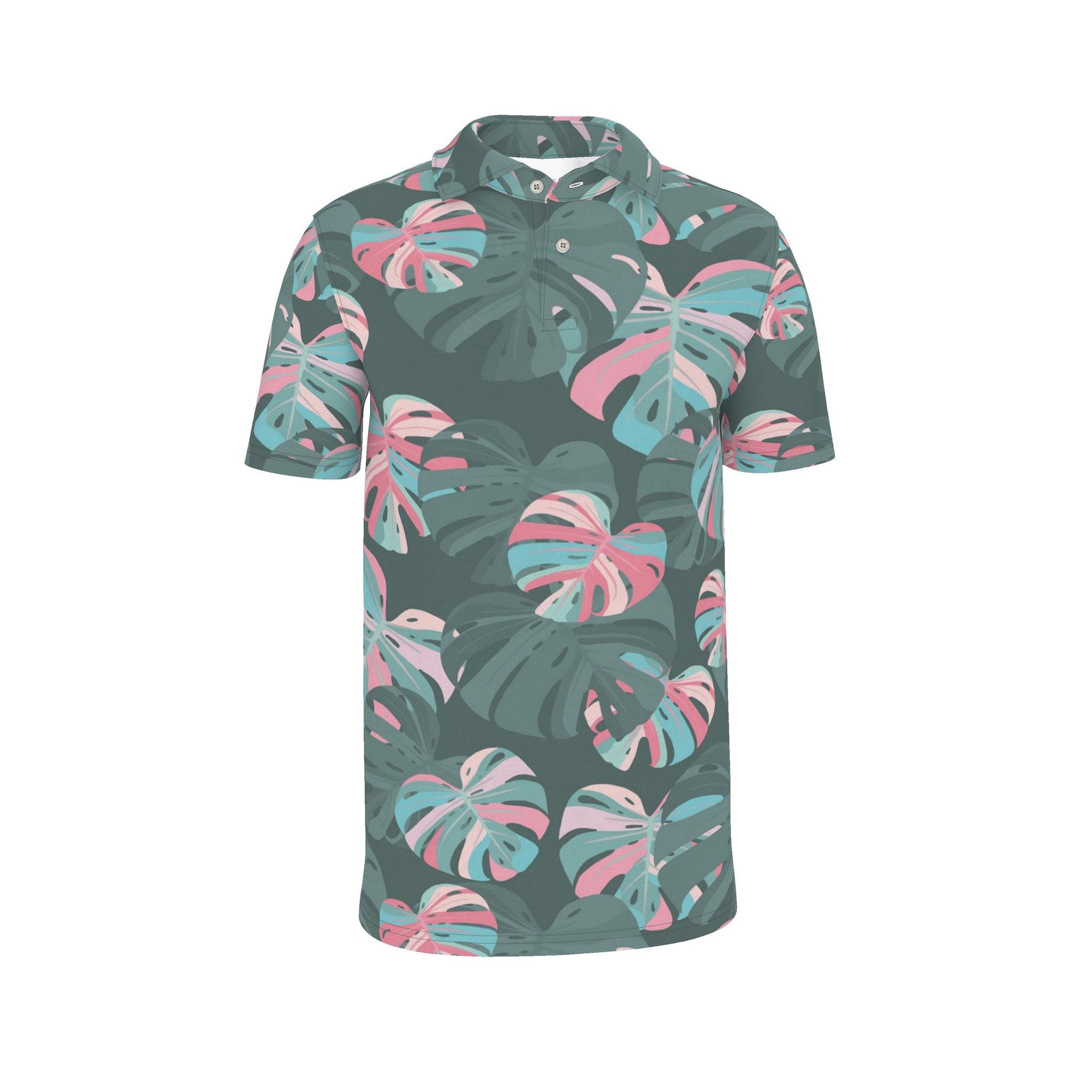 Pastel Monstera Polo Shirt