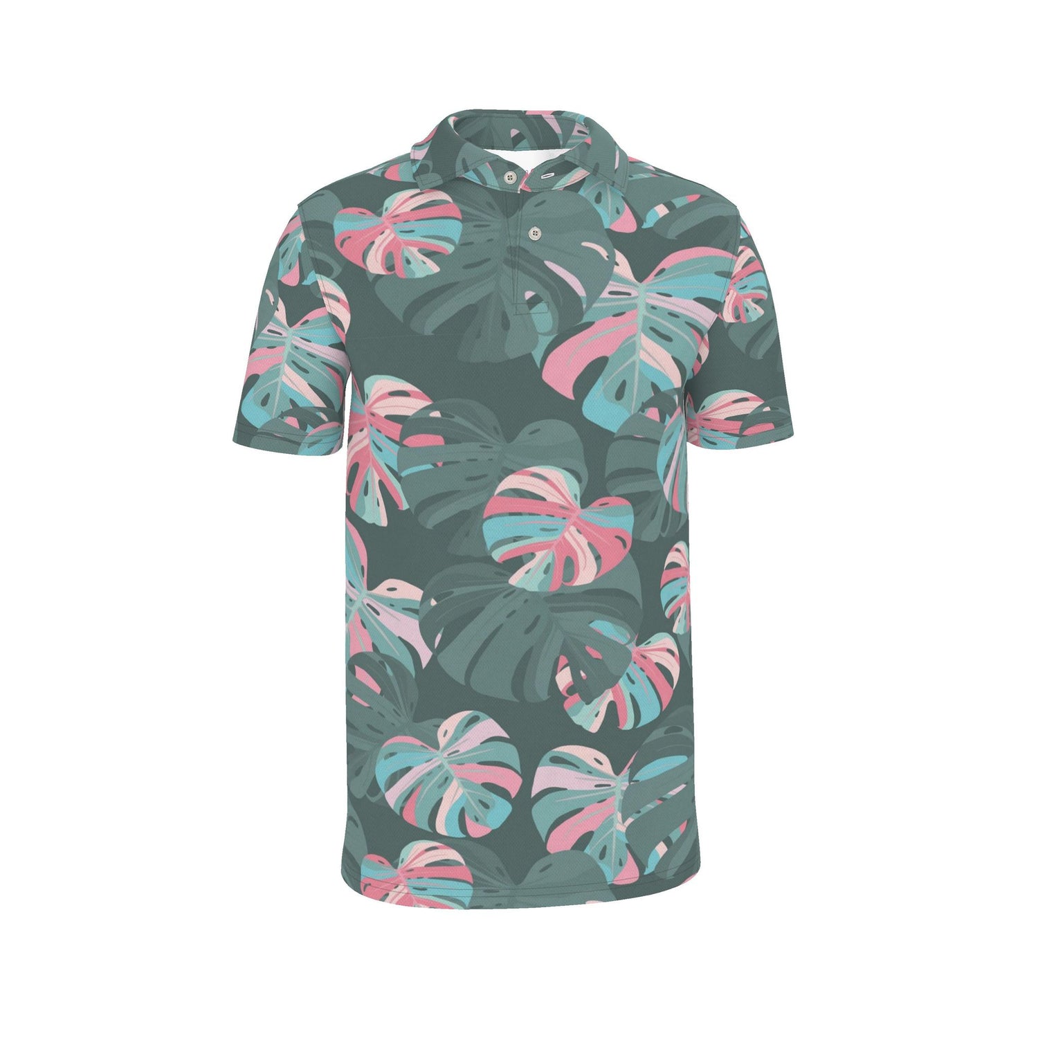 Pastel Monstera Polo Shirt
